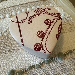 Pandora Leather Heart-Shaped Cream and Maroon Jewelry  Box
